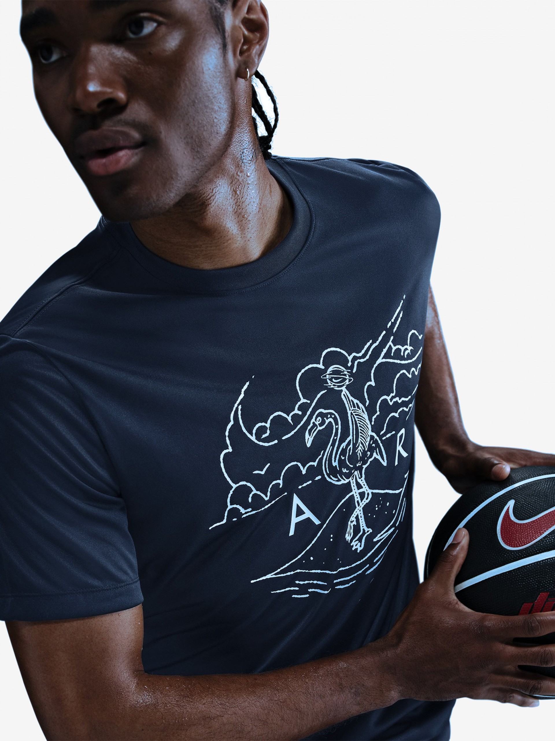 T-shirt de Basquetebol Nike Dri-FIT Azul Marinho Para Homem