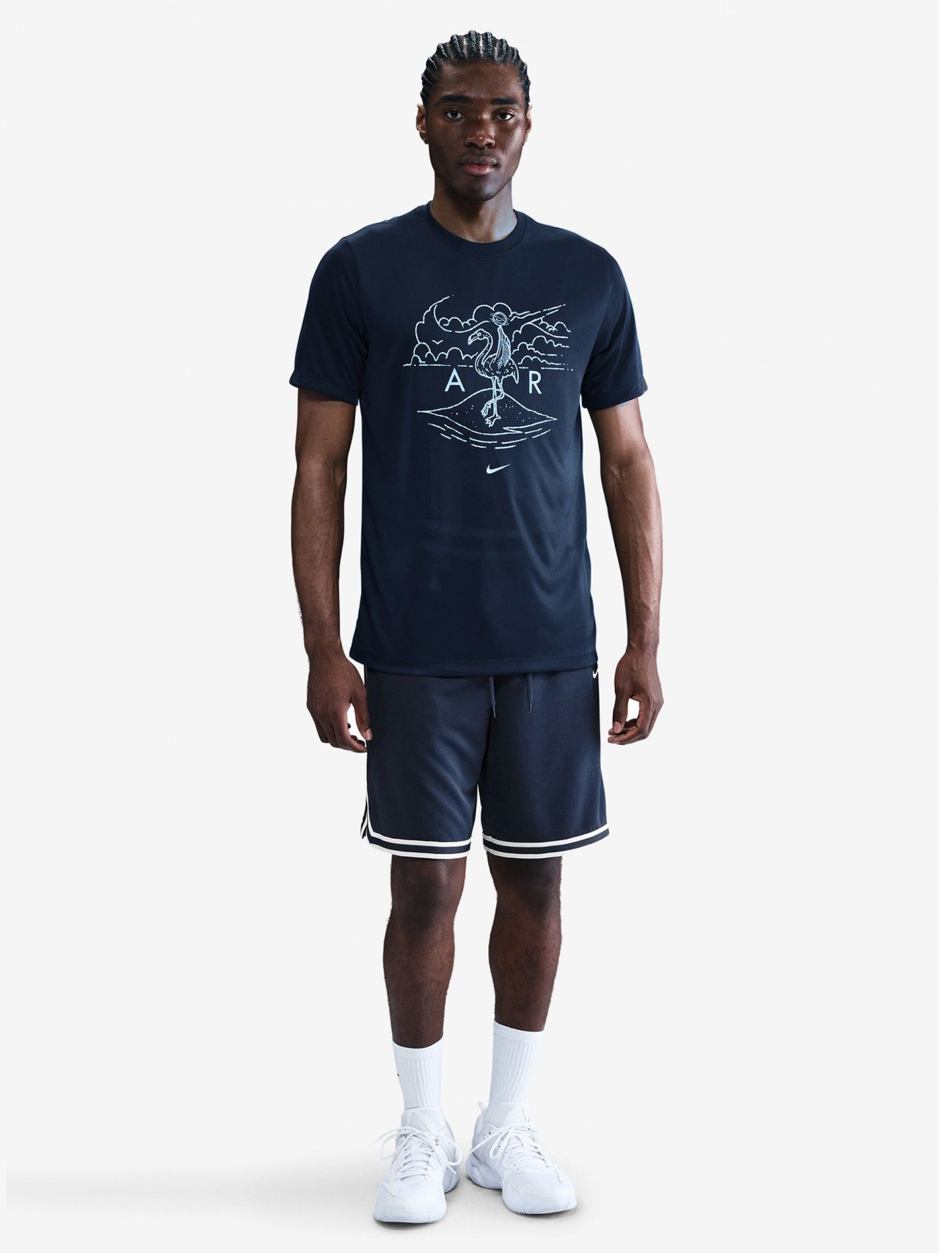 T-shirt de Basquetebol Nike Dri-FIT Azul Marinho Para Homem