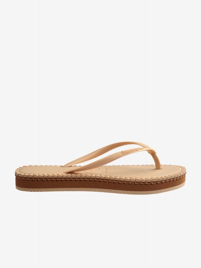 Chinelos Havaianas Slim Flatform Loop Premium Bege