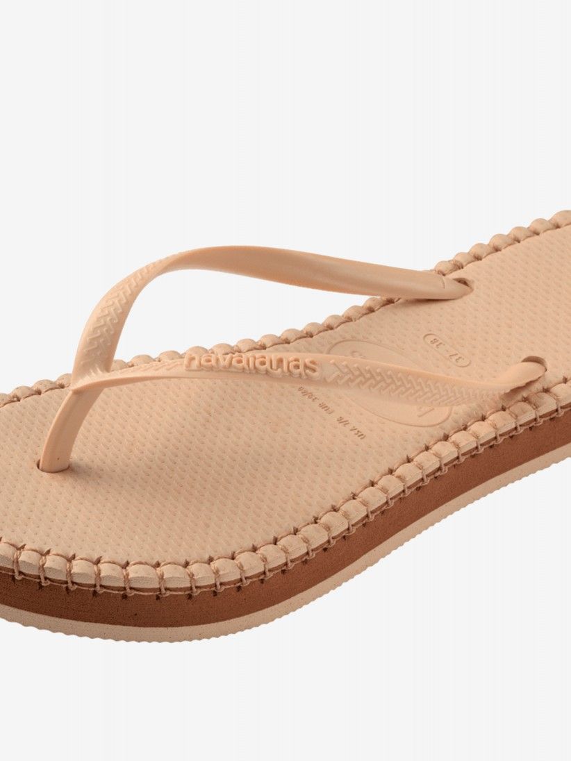 Chinelos Havaianas Slim Flatform Loop Premium Bege