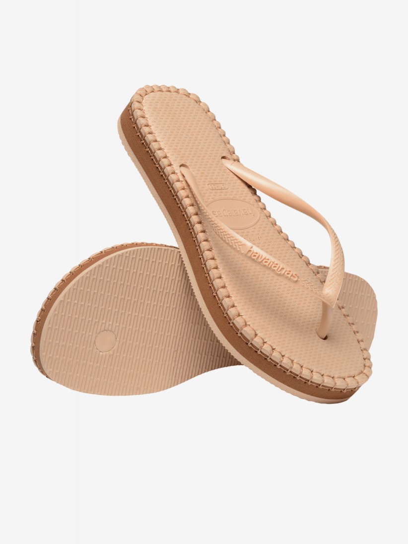 Chinelos Havaianas Slim Flatform Loop Premium Bege
