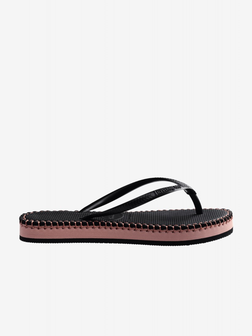 Chinelos Havaianas Slim Flatform Loop Premium Pretos