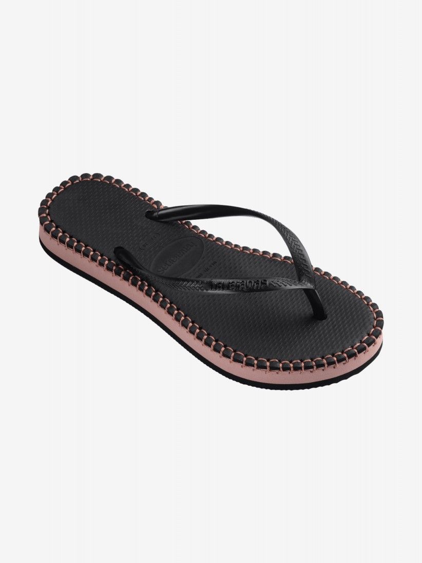 Chinelos Havaianas Slim Flatform Loop Premium Pretos