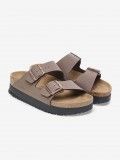 Chinelos Birkenstock Arizona III Papillio Flex Platform Birko-Flor Castanhos