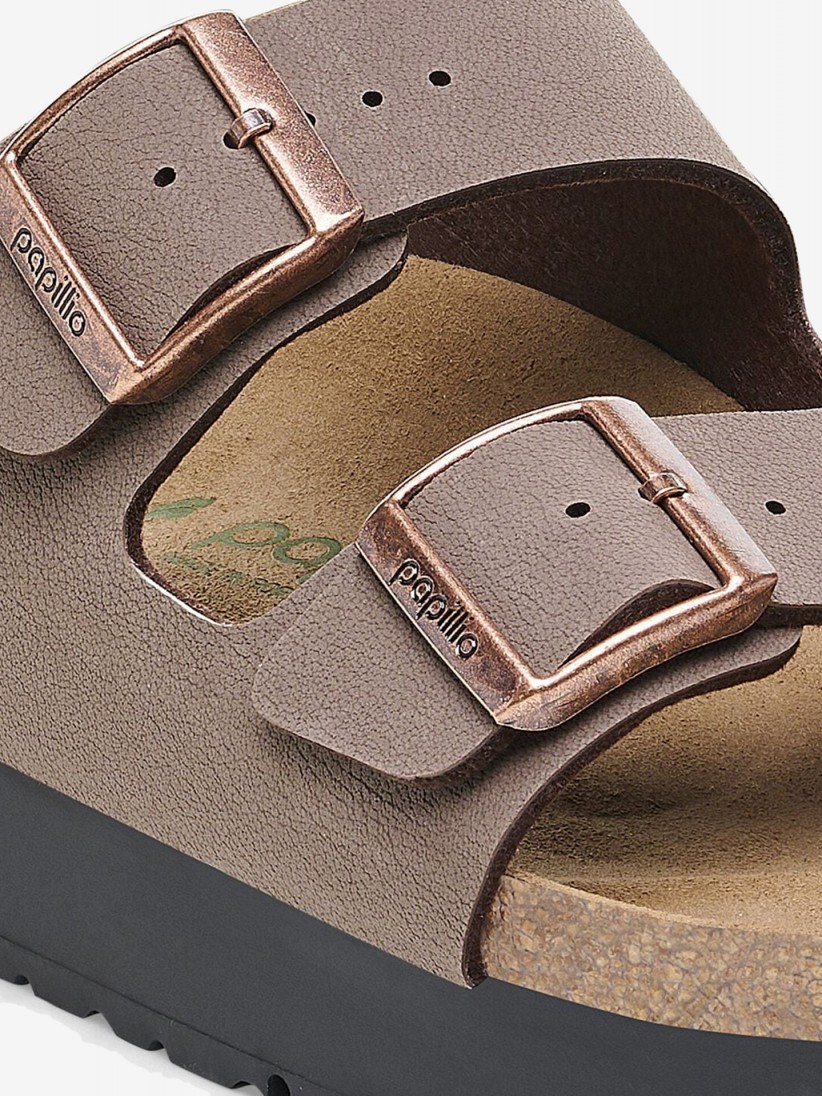 Chinelos Birkenstock Arizona III Papillio Flex Platform Birko-Flor Castanhos