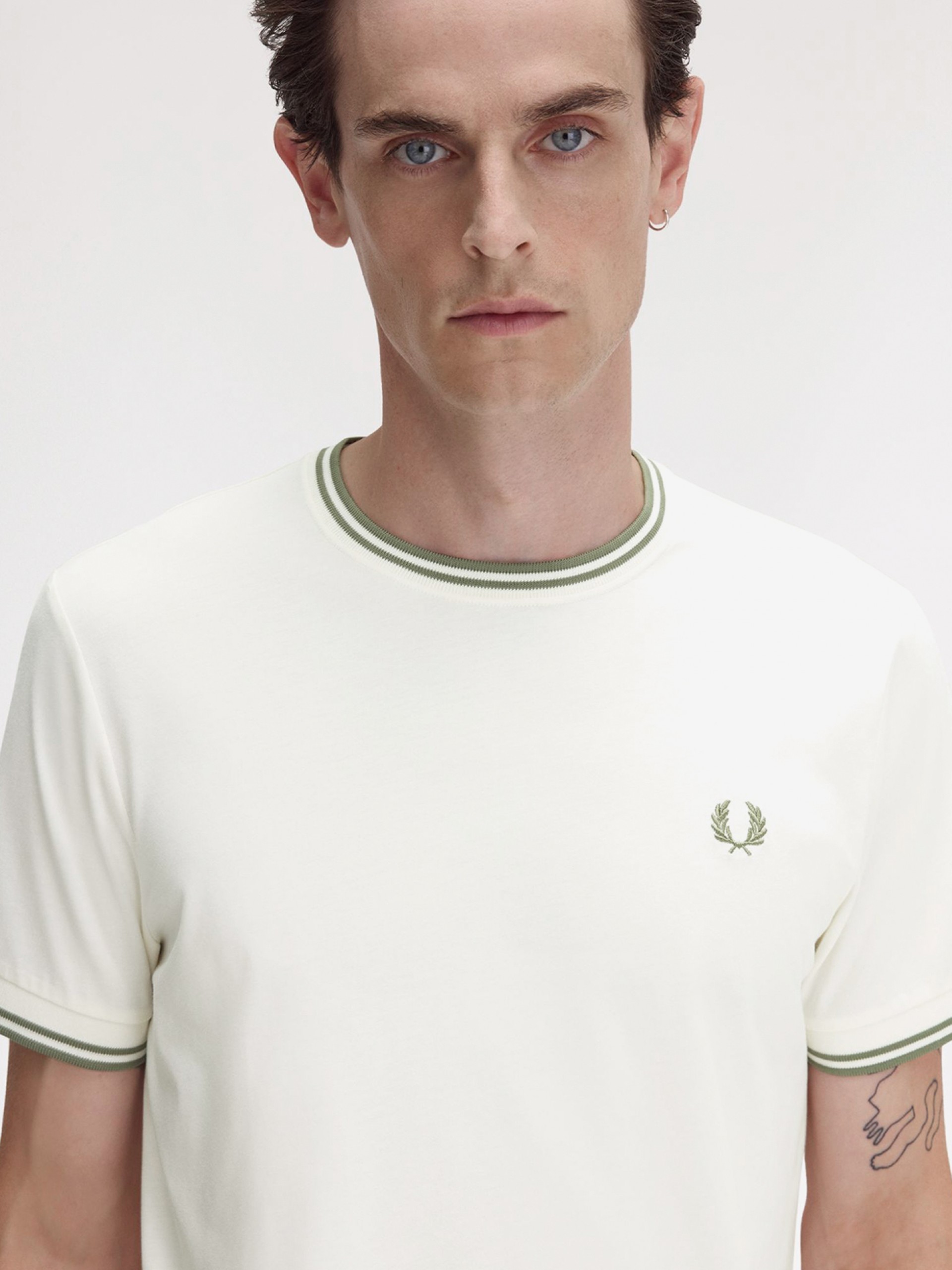 T-shirt Fred Perry Twin Tipped Branca e Verde