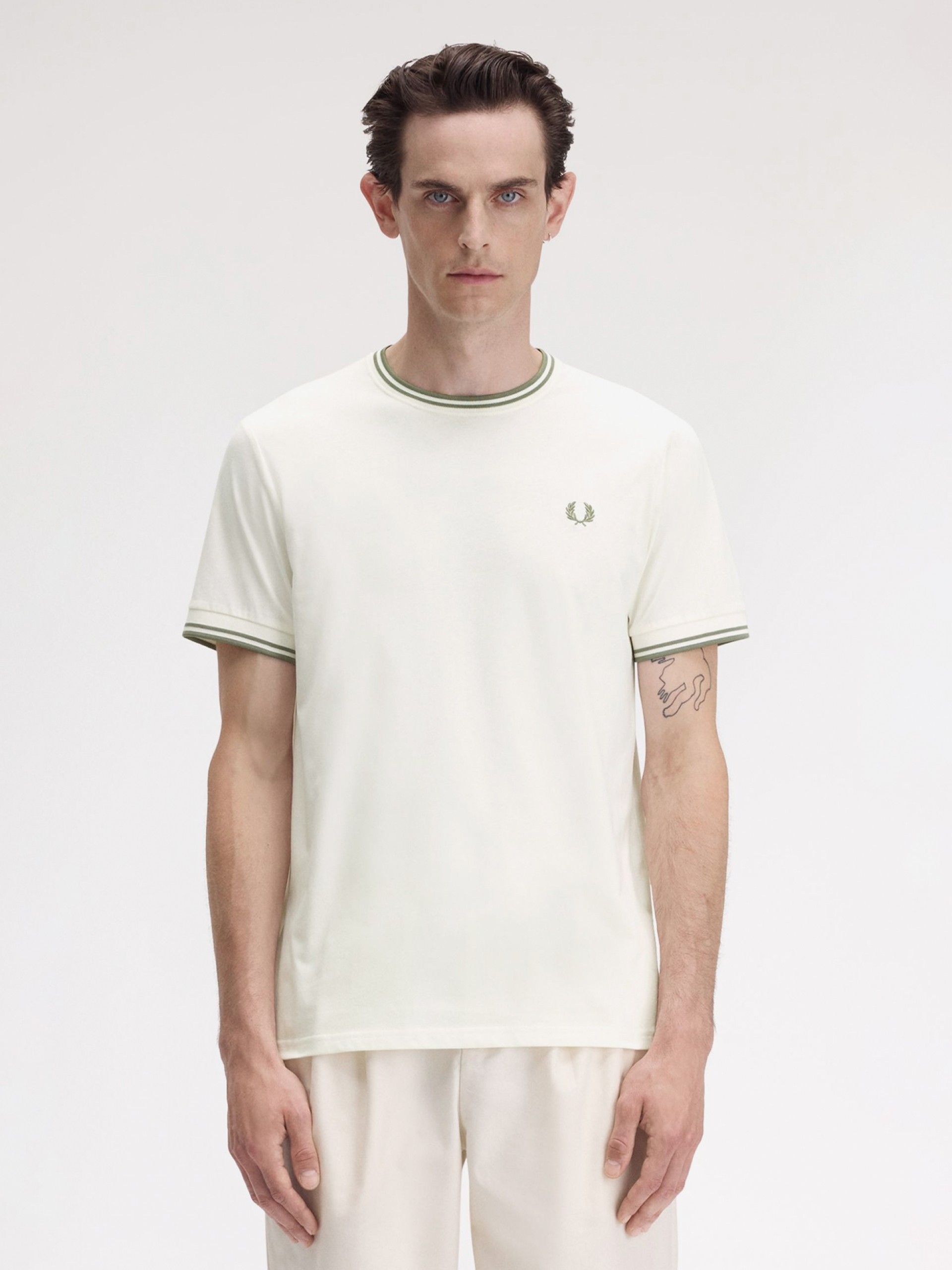 T-shirt Fred Perry Twin Tipped Branca e Verde