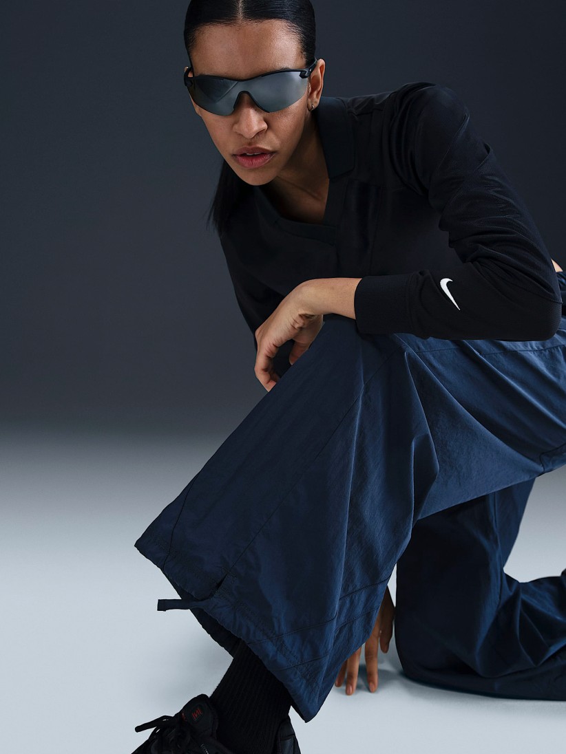 Nike Sportswear Woven Mid-Rise Loose Blue Trousers For Women