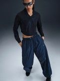 Nike Sportswear Woven Mid-Rise Loose Blue Trousers For Women