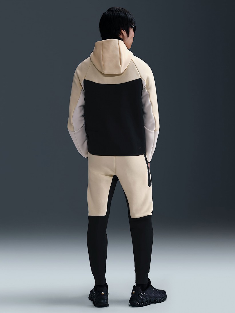 Nike Tech Fleece Windrunner Beige and Black Hooded Jacket For Men