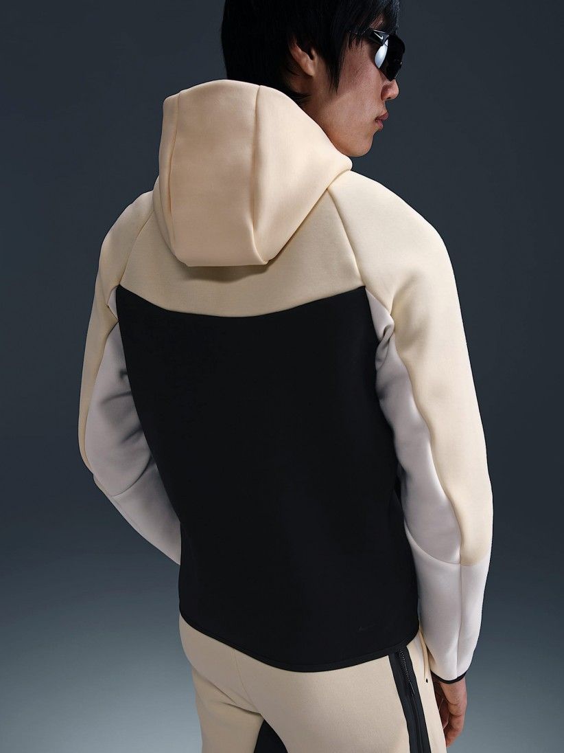 Nike Tech Fleece Windrunner Beige and Black Hooded Jacket For Men