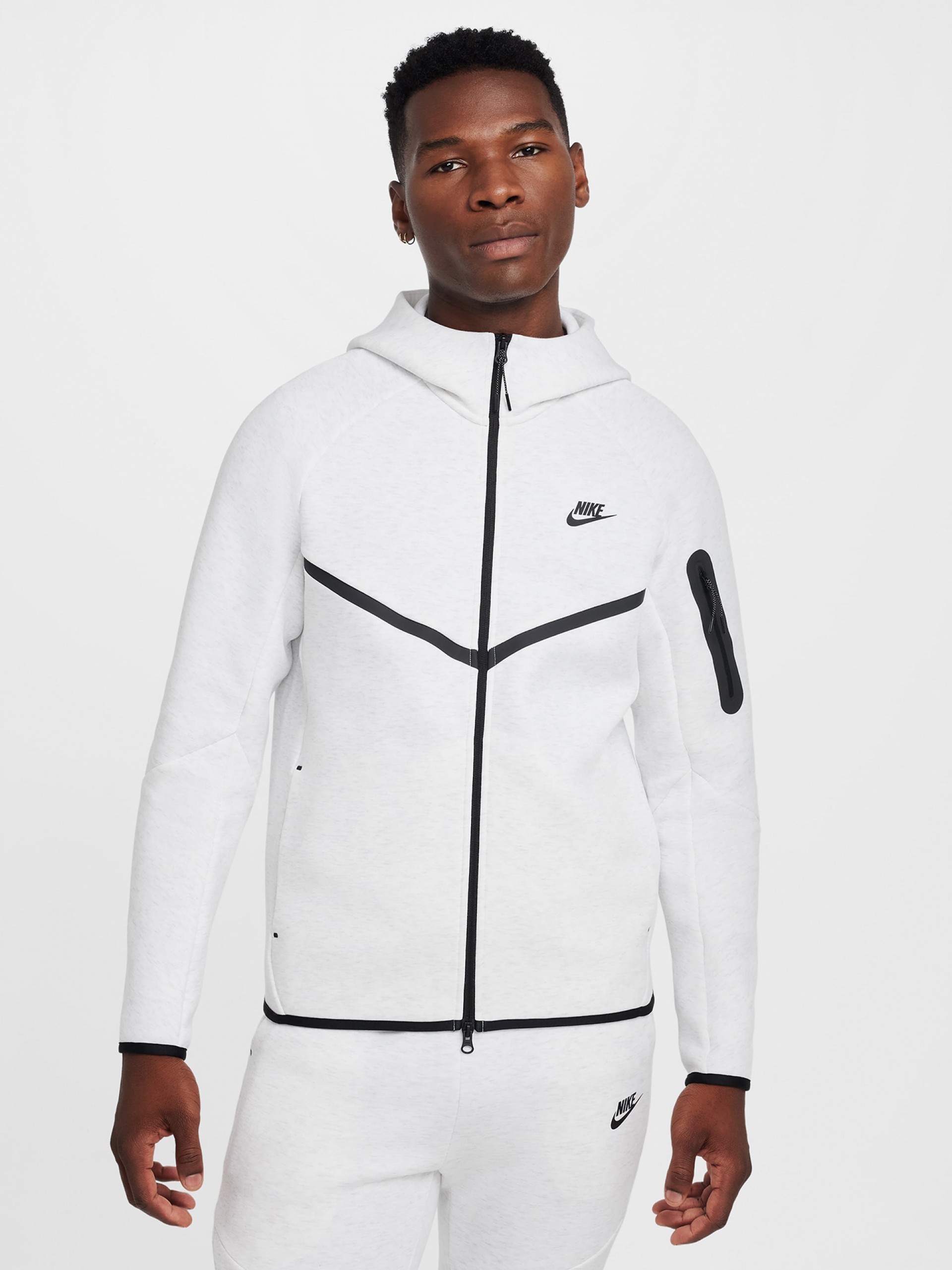 Chaqueta con Capucha Nike Tech Fleece Windrunner Gris y Negra Para Hombre