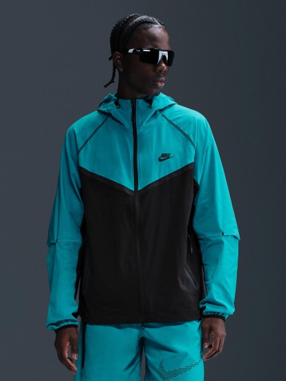 Nike Tech Woven Blue and Black Hooded Windbreaker Jacket For Men
