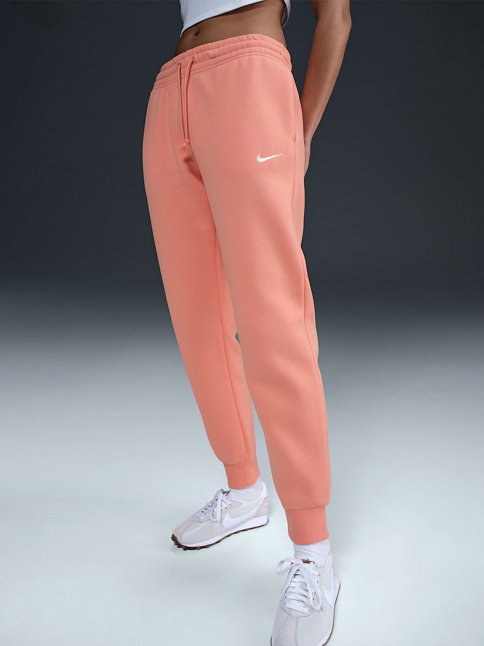 Pantalones Nike Sportswear Phoenix Fleece Mid-Rise Salmón Para Mujer