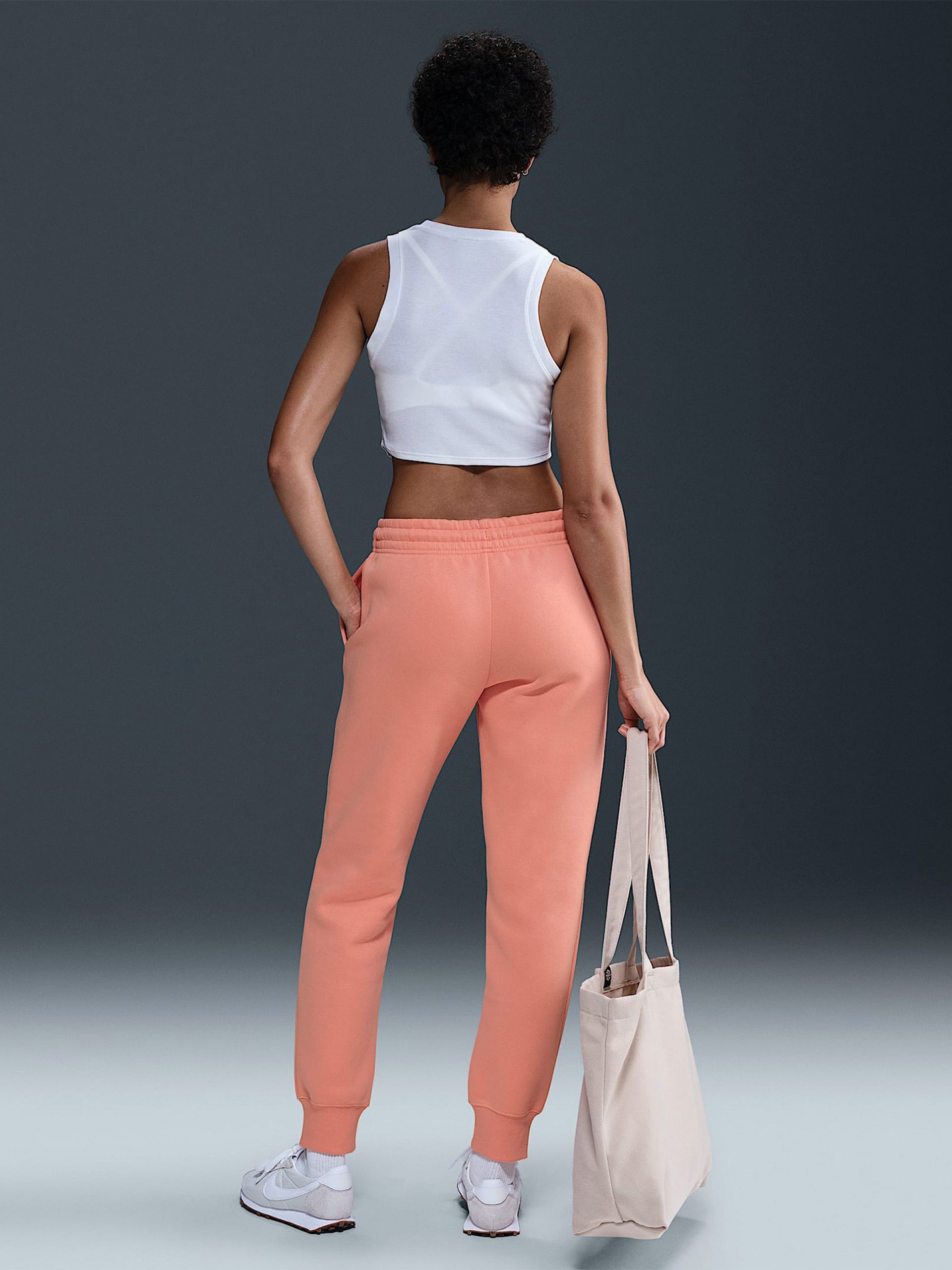 Pantalones Nike Sportswear Phoenix Fleece Mid-Rise Salmón Para Mujer