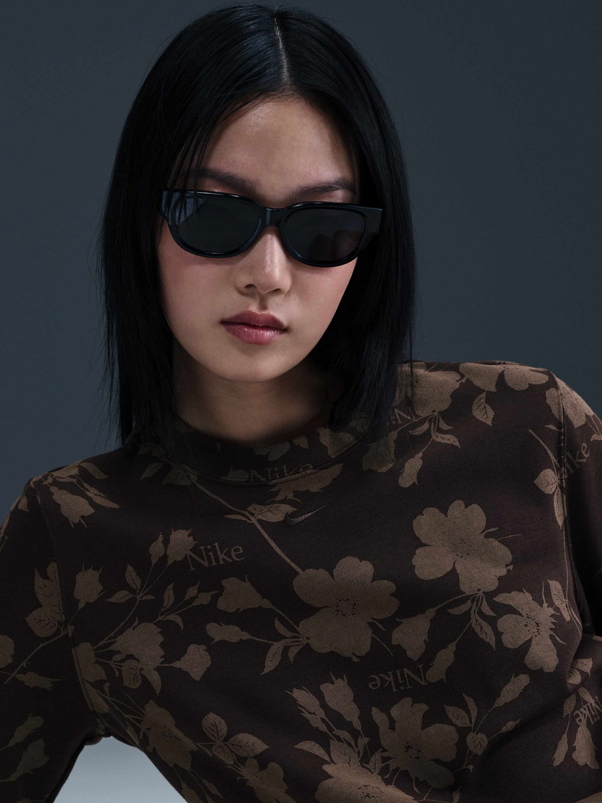 Camisola Nike Sportswear Chill Terry Castanha Estampada Para Mulher