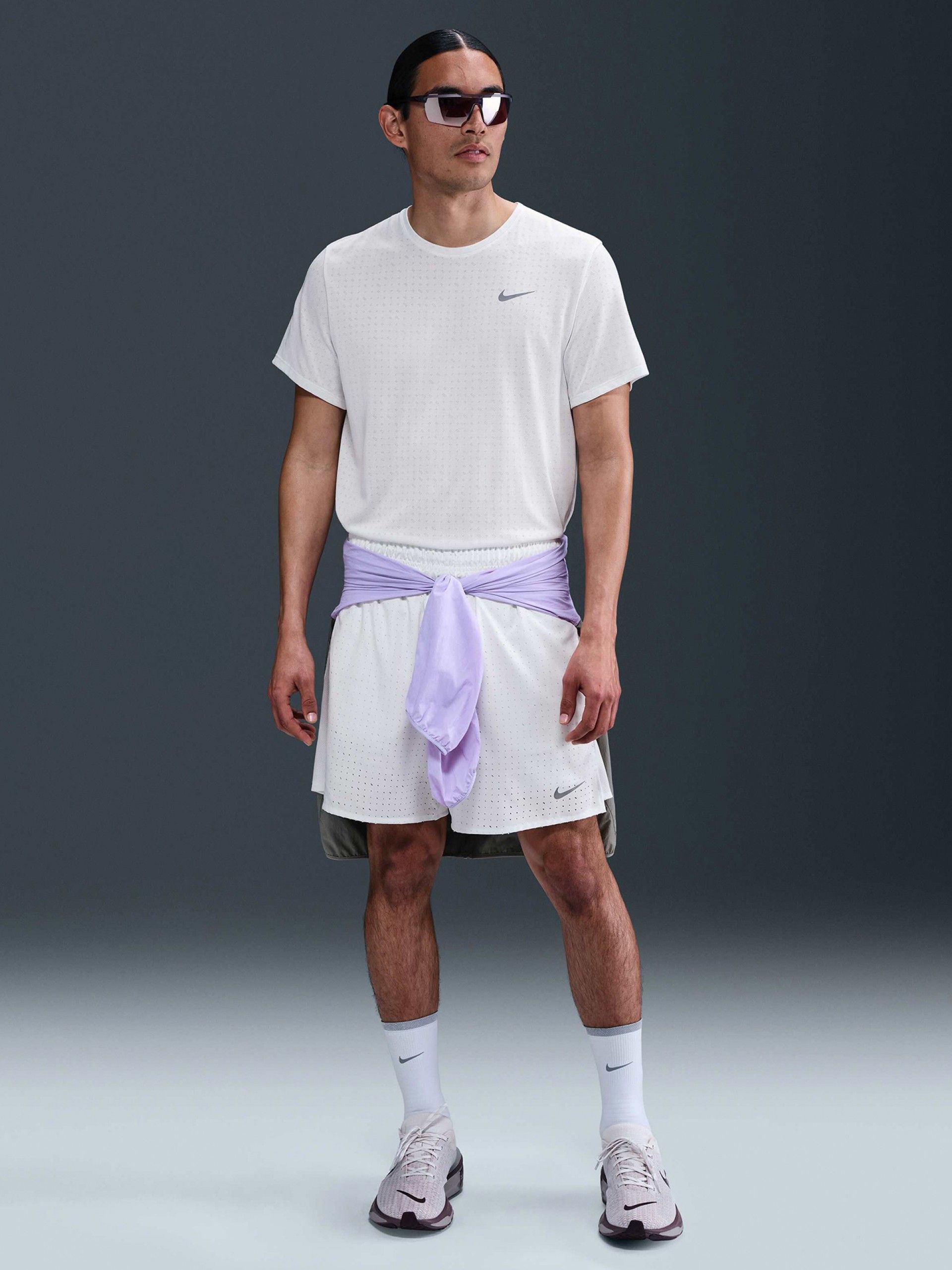 T-shirt de Running Nike Miler Breathe Dri-FIT Branca Para Homem