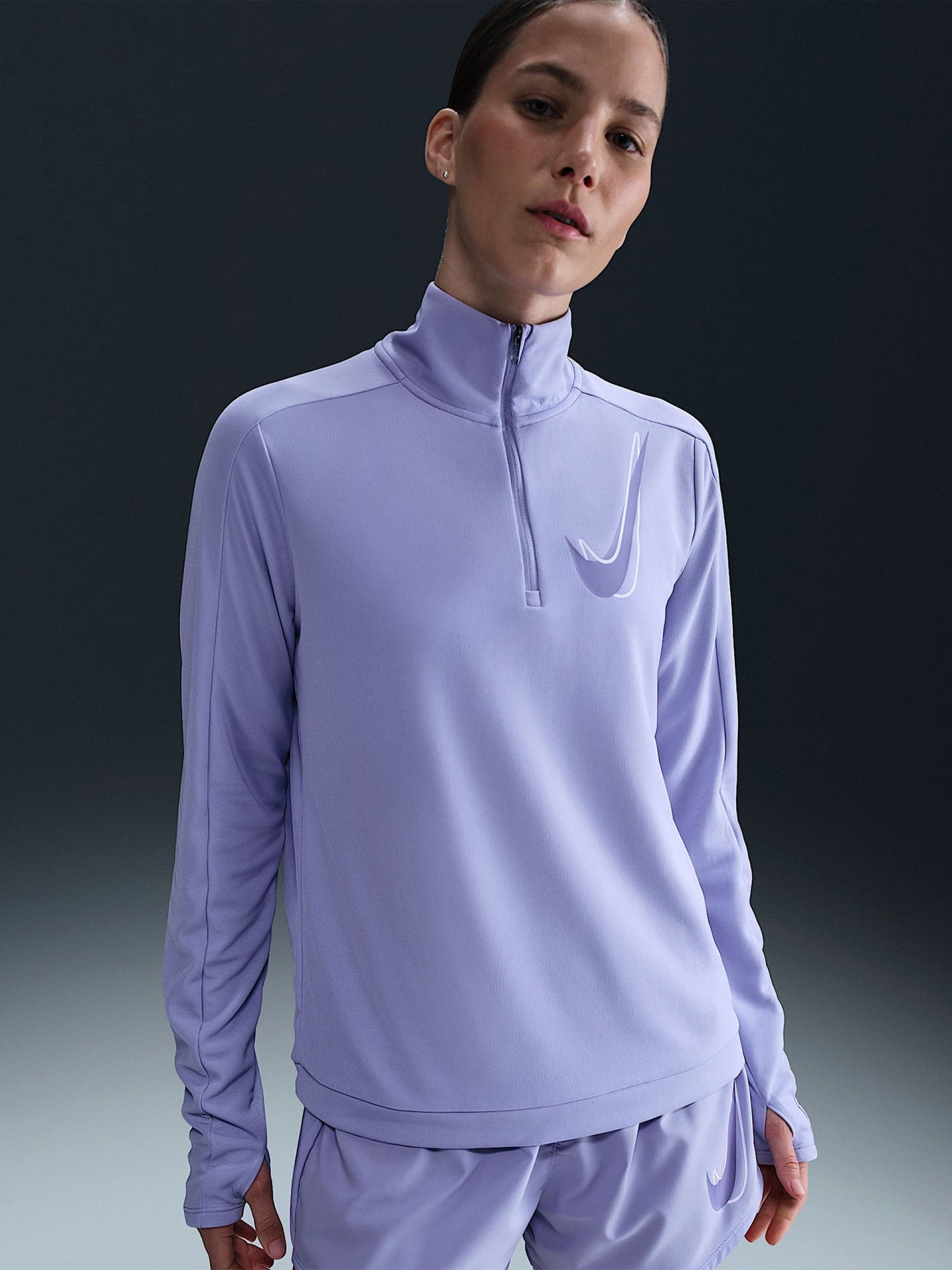 Sudadera con Cremallera de Running Nike Swoosh Dri-FIT Lila Para Mujer
