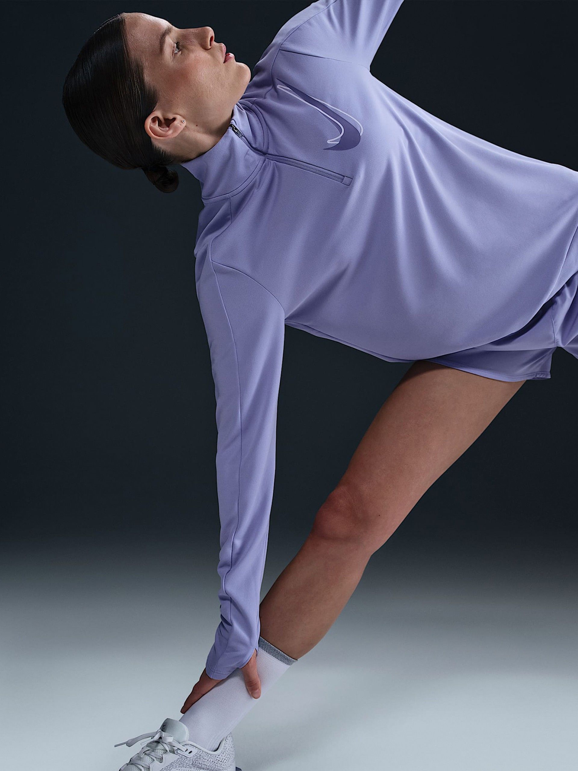 Nike Swoosh Dri-FIT Lilac Zip Running Sweater For Women