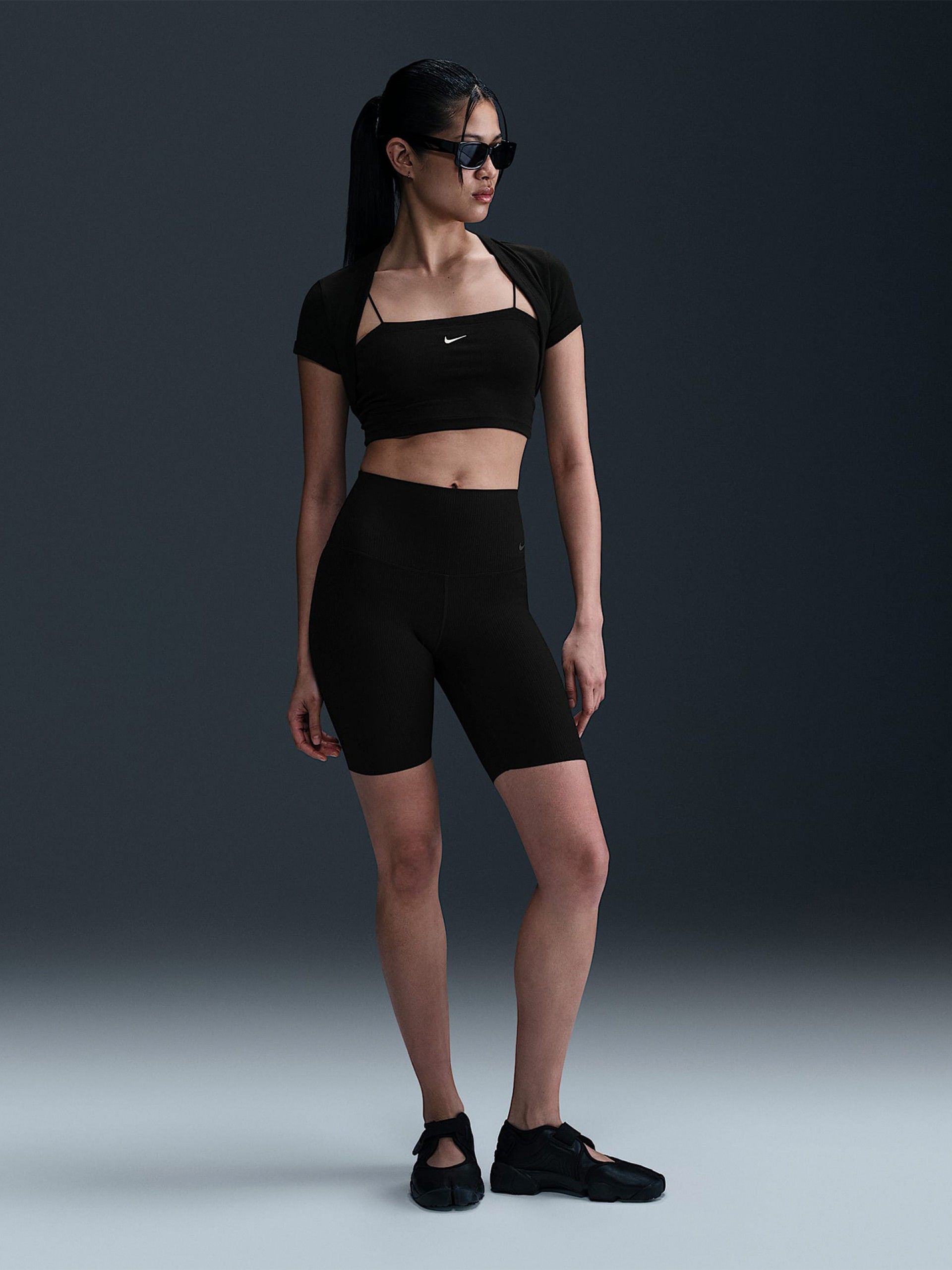 Nike Sportswear Chill Knit Cropped Black 2-in-1 T-shirt For Women