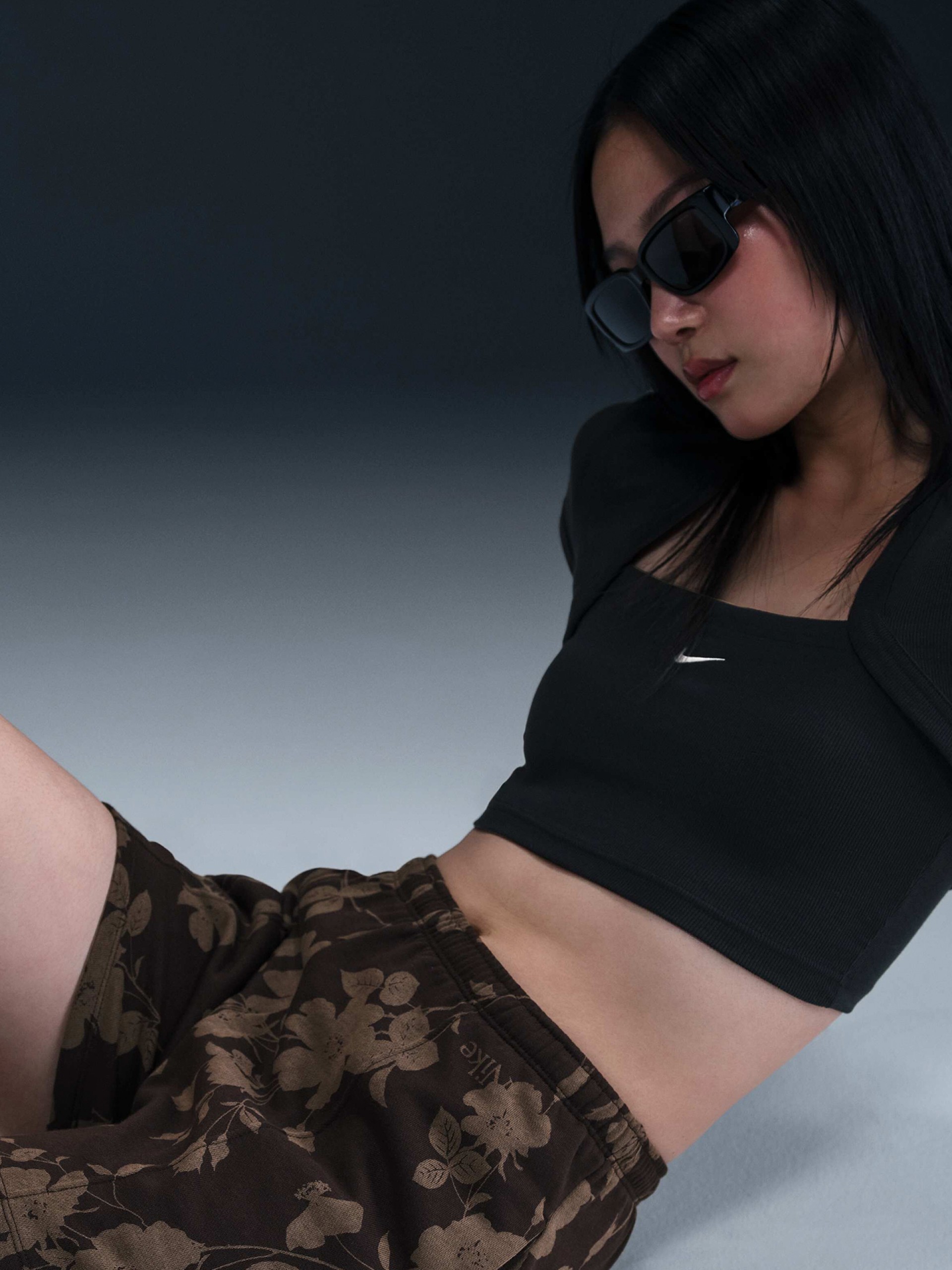 Nike Sportswear Chill Terry Mid-Rise Brown Printed Shorts For Women