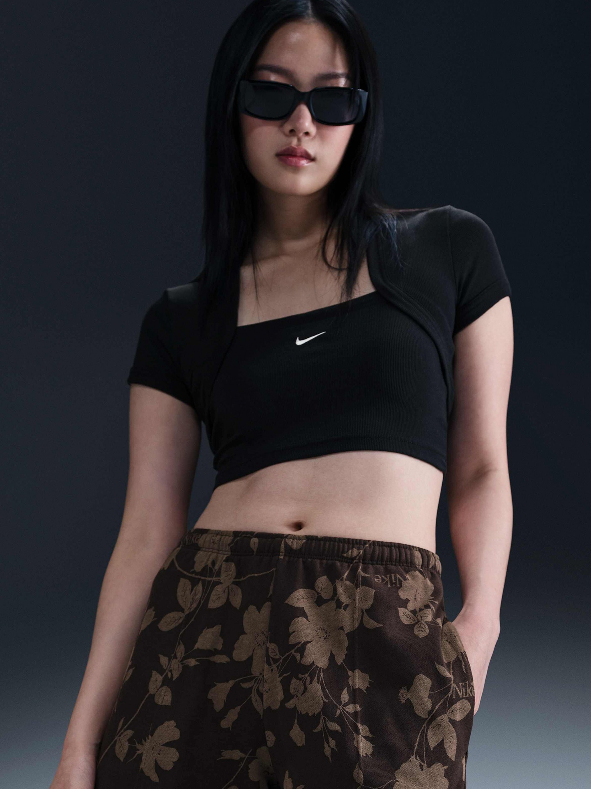 Nike Sportswear Chill Terry Mid-Rise Brown Printed Shorts For Women