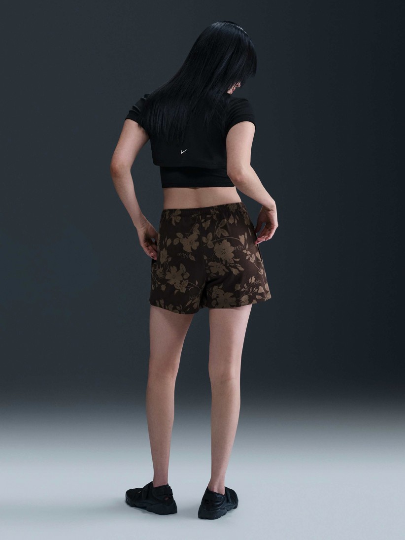 Nike Sportswear Chill Terry Mid-Rise Brown Printed Shorts For Women