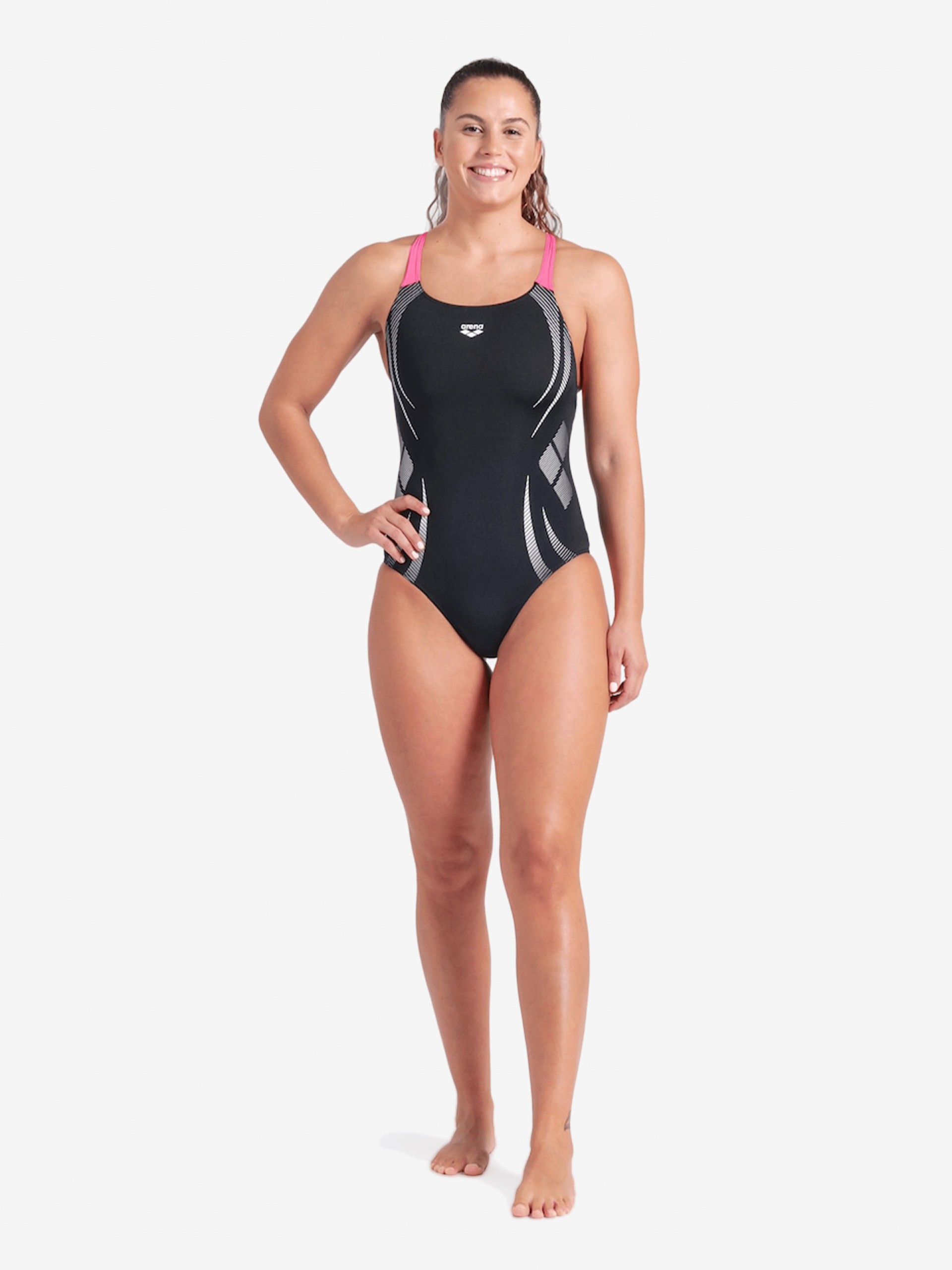 Arena Poseidonia Pro Back Black and Pink Swimsuit