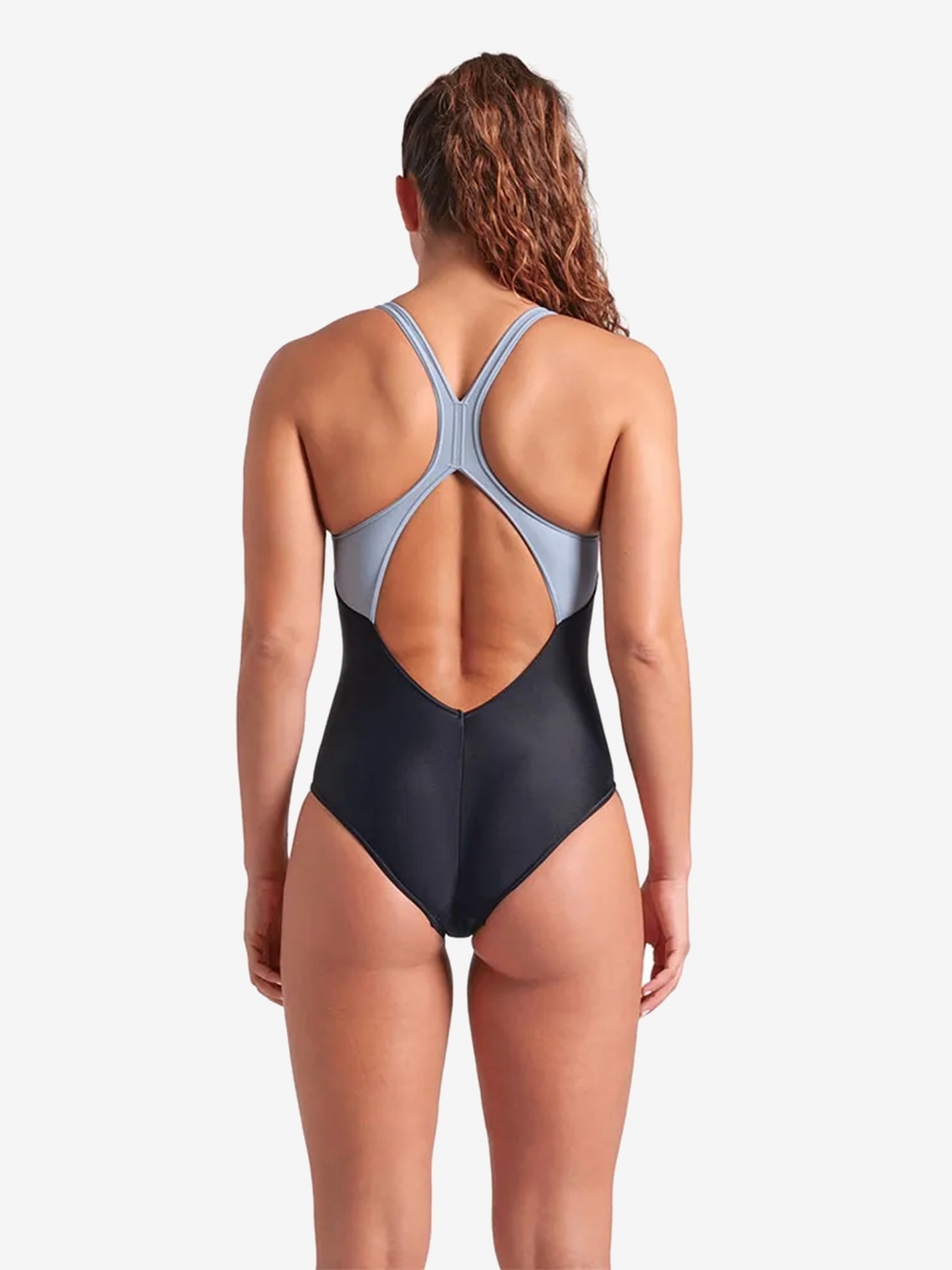 Fato de Banho Arena Bright Glare Costas V Preto e Cinzento