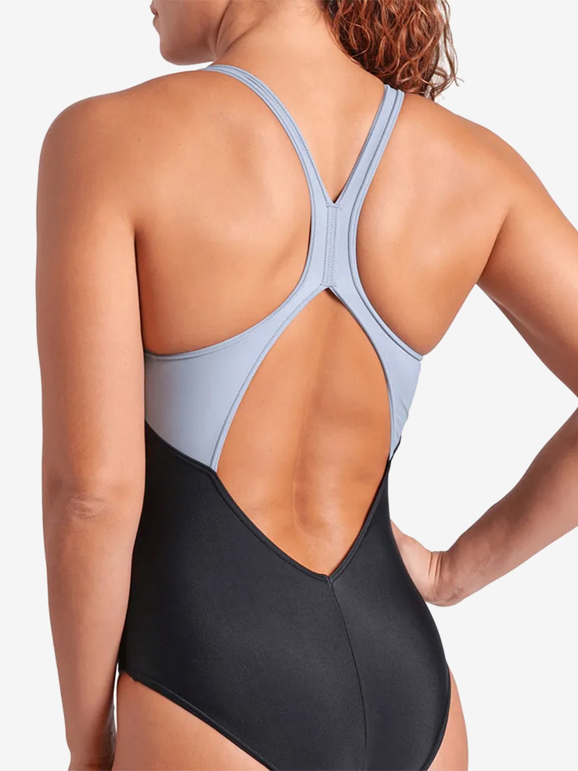 Fato de Banho Arena Bright Glare Costas V Preto e Cinzento