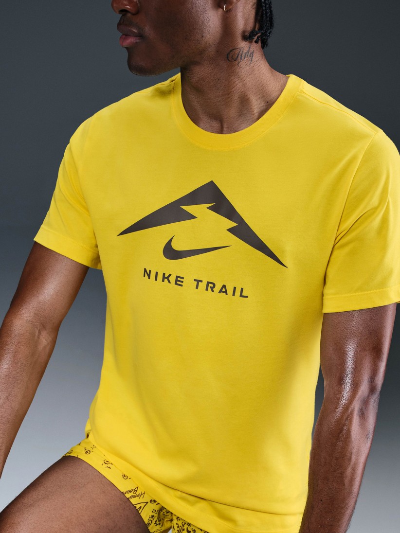 Camiseta de Trail Nike Dri-FIT Amarilla Para Hombre