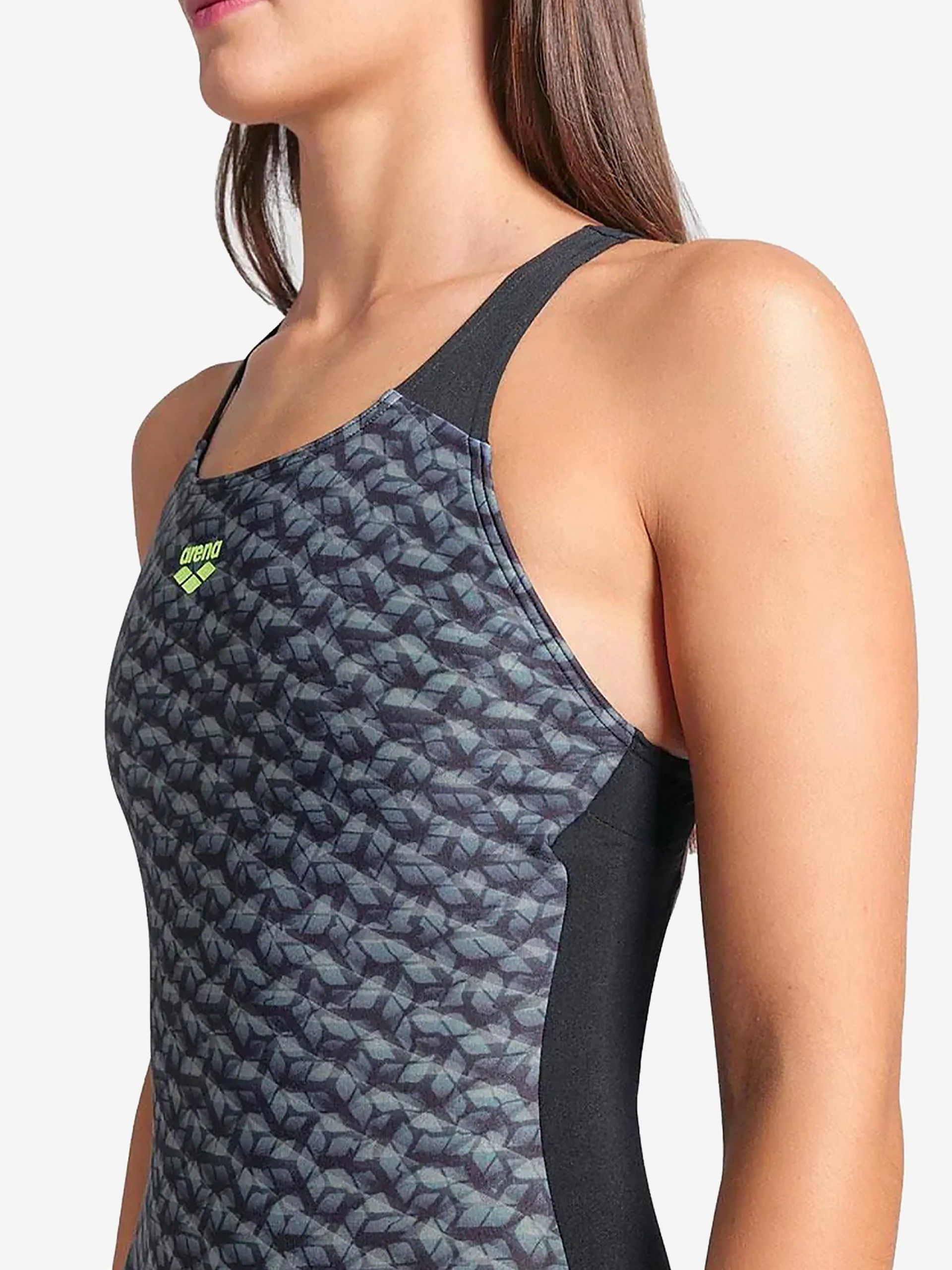 Fato de Banho Arena Monogram Control Pro Preto e Cinzento