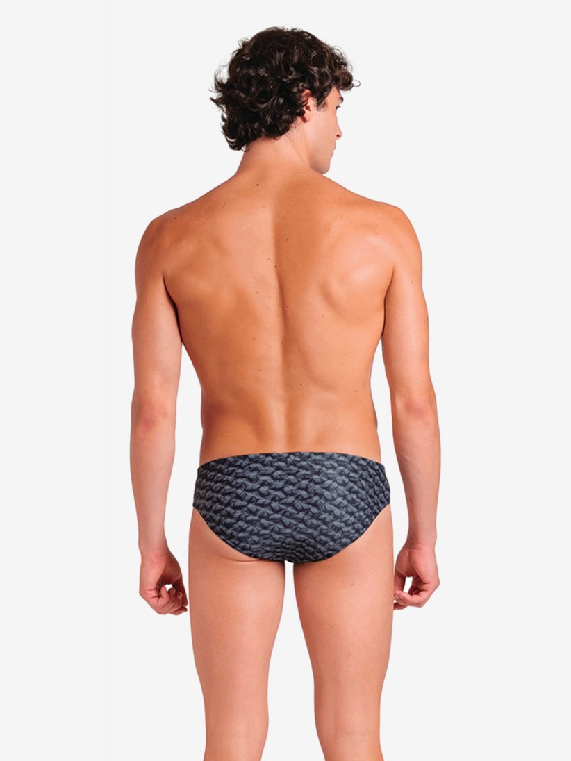Baador de Natacin Arena Monogram New Brief Negro y Gris