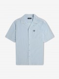 Camisa Fred Perry Lightweight Texture Revere Collar Azul Claro