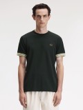 Camiseta Fred Perry Striped Cuff Verde