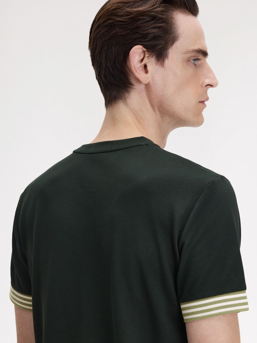 Camiseta Fred Perry Striped Cuff Verde