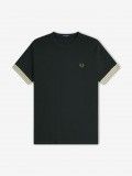 Camiseta Fred Perry Striped Cuff Verde