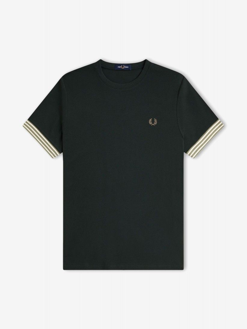 Camiseta Fred Perry Striped Cuff Verde
