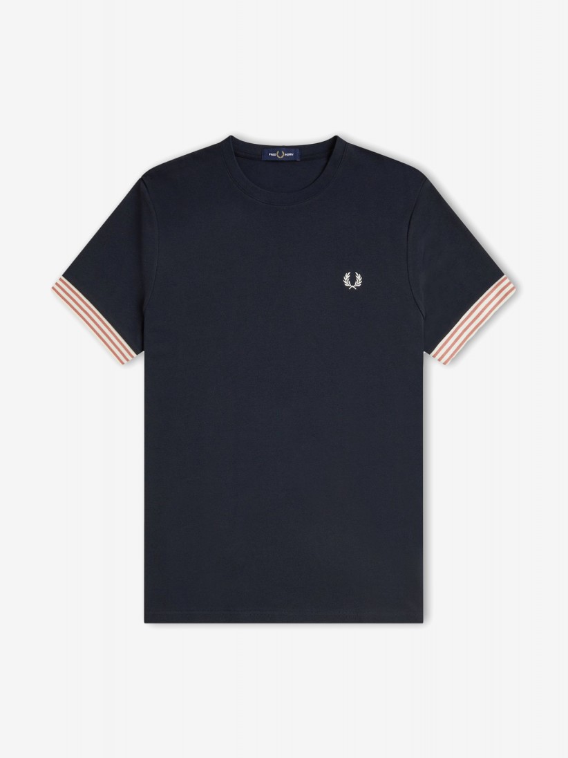T-shirt Fred Perry Striped Cuff Azul