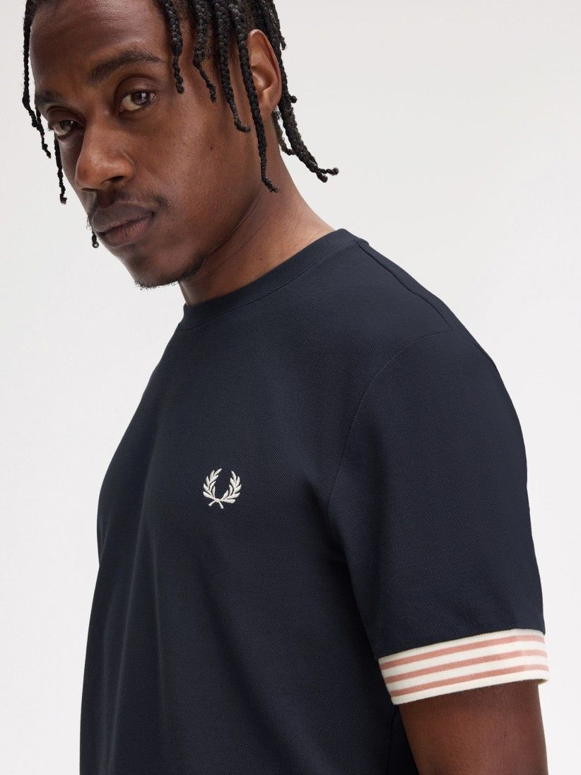 T-shirt Fred Perry Striped Cuff Azul