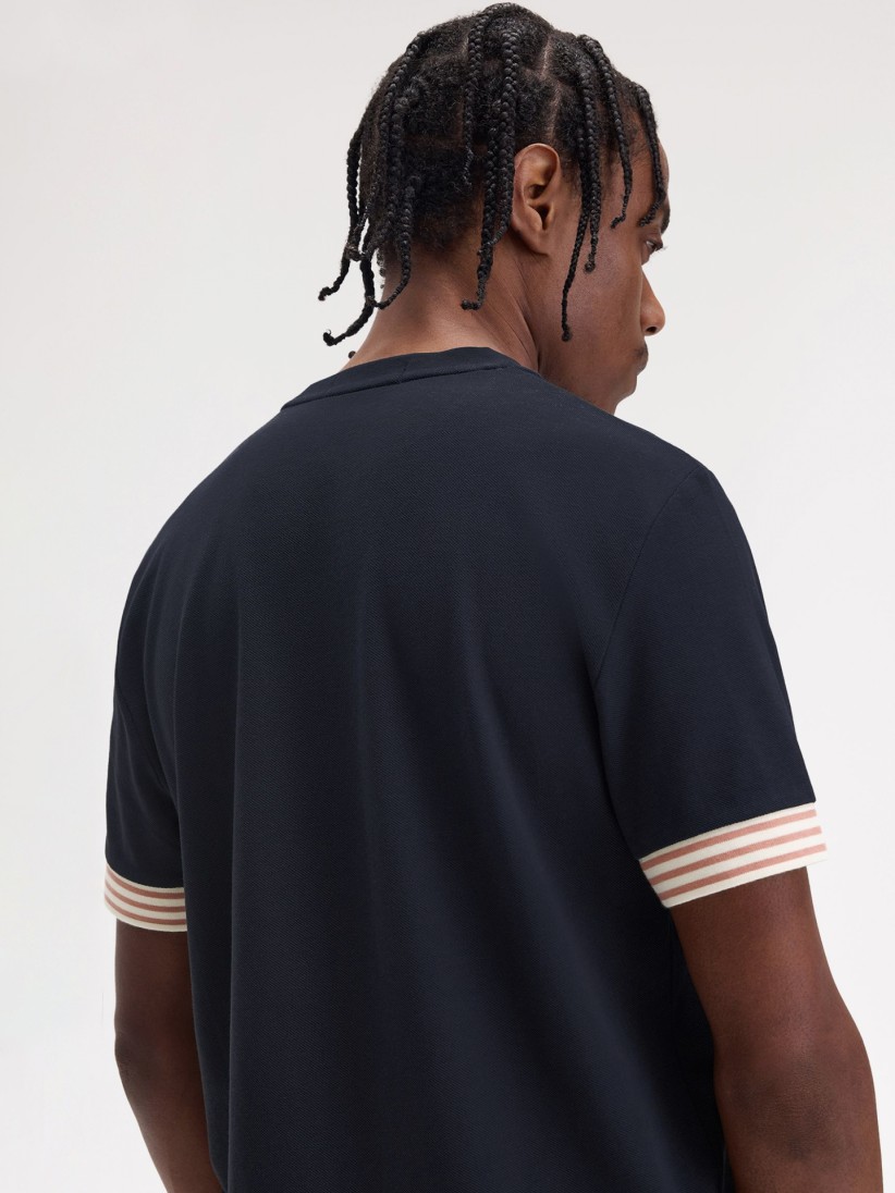 T-shirt Fred Perry Striped Cuff Azul