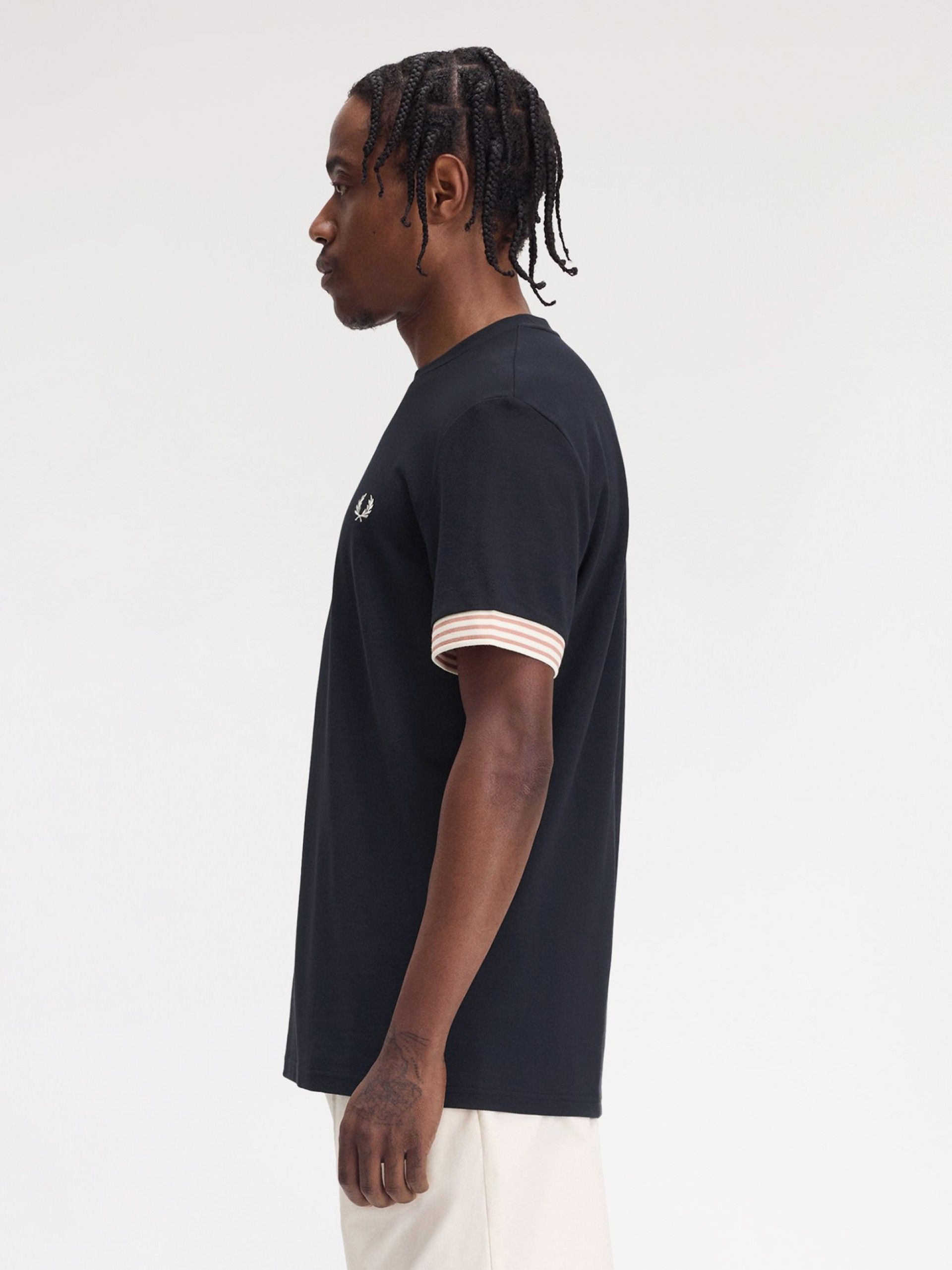 Fred Perry Striped Cuff Blue T-shirt