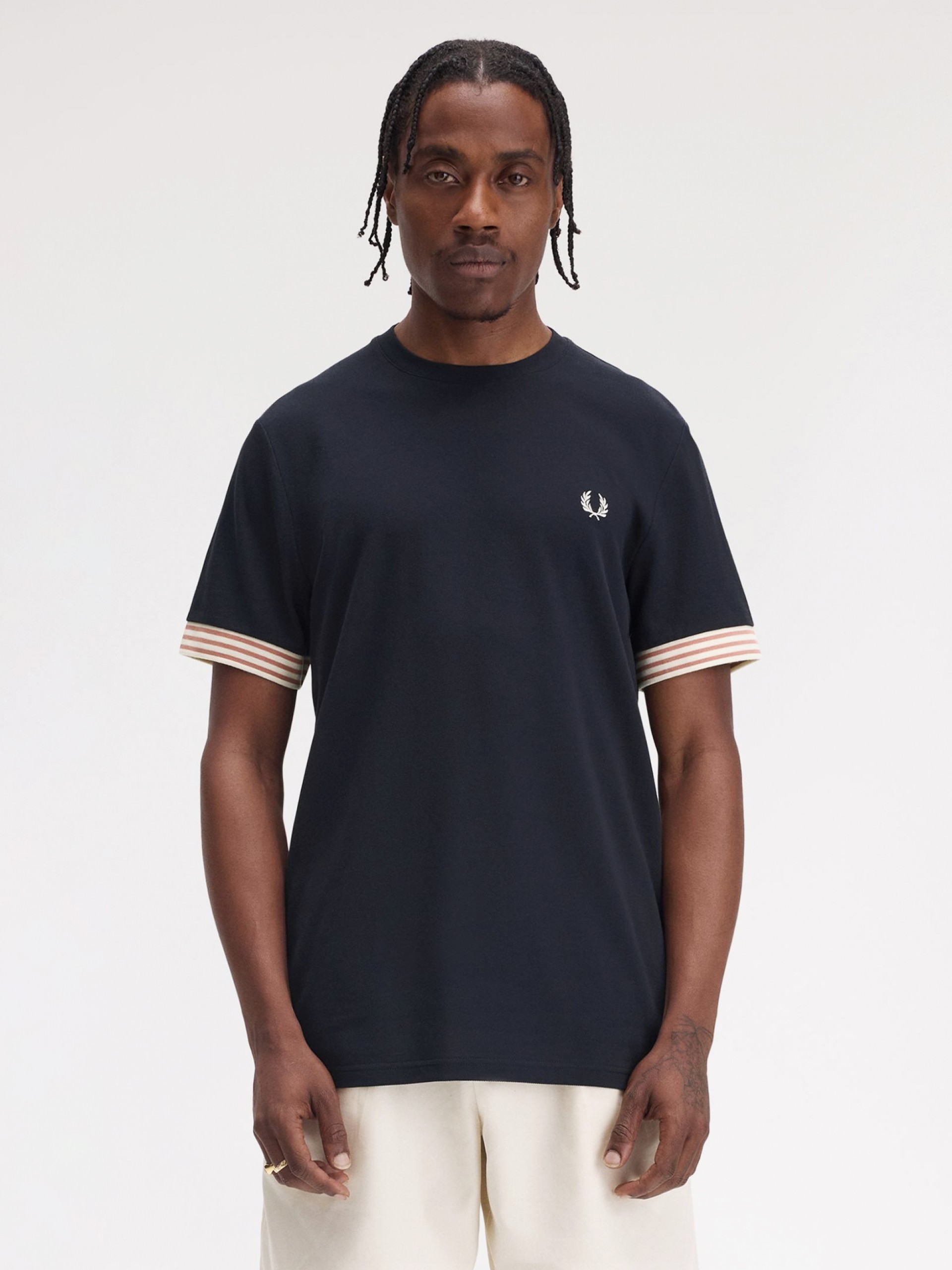 Fred Perry Striped Cuff Blue T-shirt