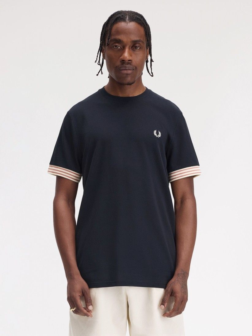 T-shirt Fred Perry Striped Cuff Azul