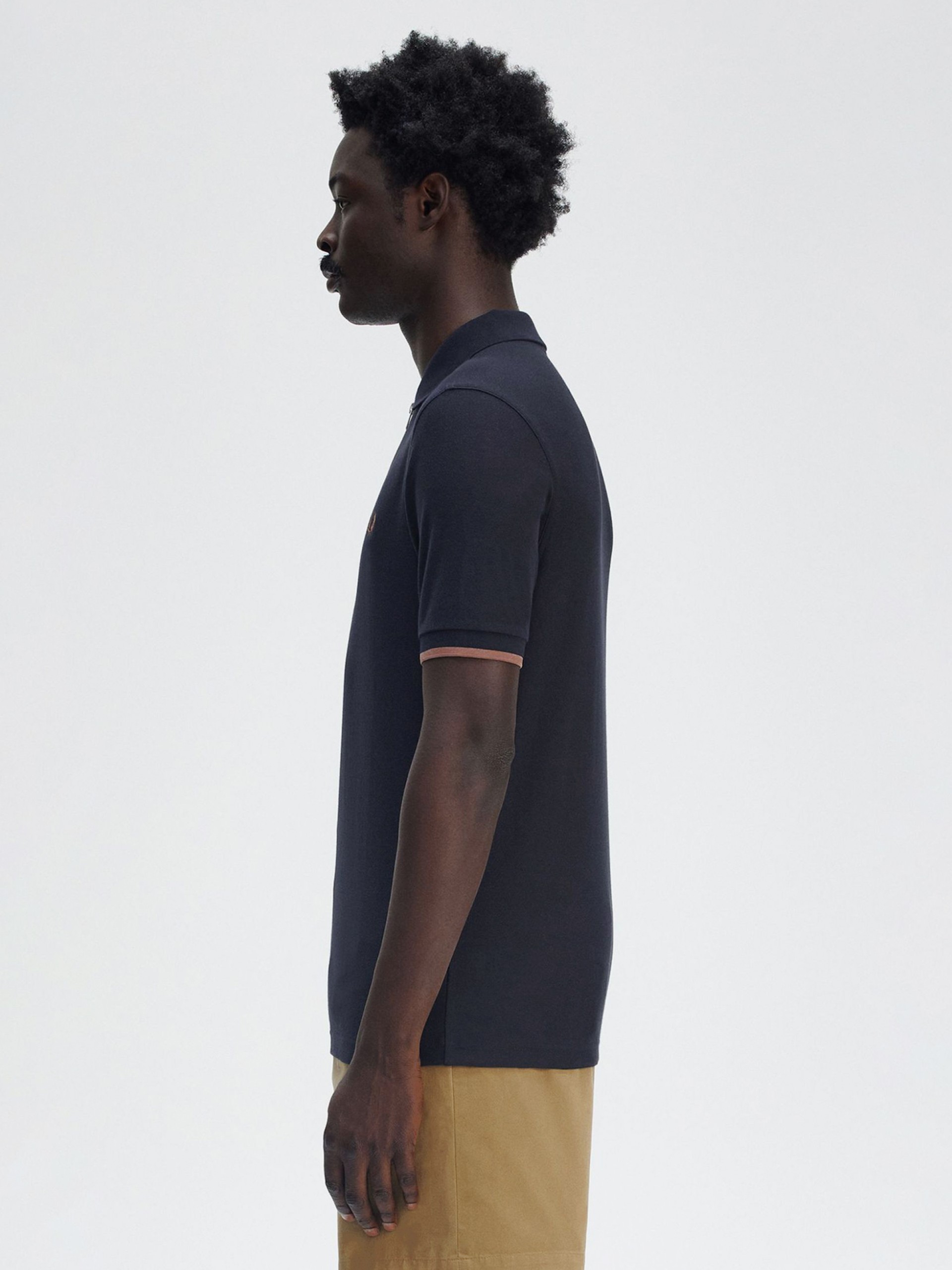 Fred Perry Crepe Piqué Zip Neck Blue Polo Shirt
