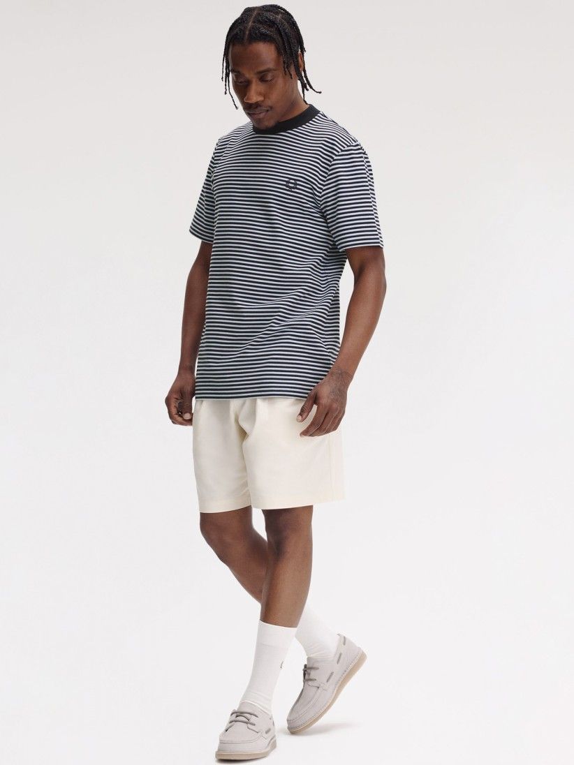 Camiseta Fred Perry Fine De Rayas Azul y Blanca