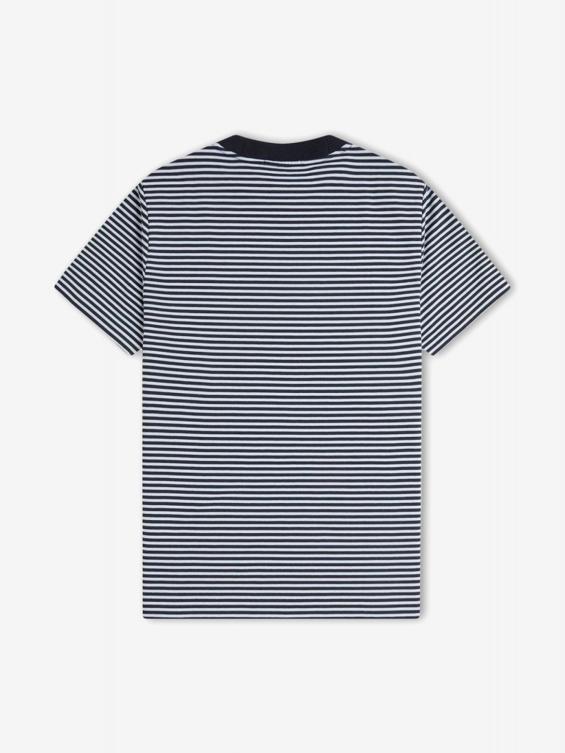 Camiseta Fred Perry Fine De Rayas Azul y Blanca