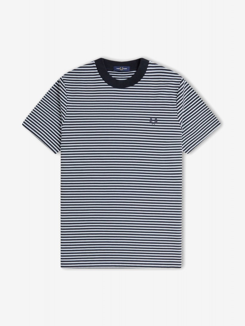 Camiseta Fred Perry Fine De Rayas Azul y Blanca