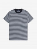 Camiseta Fred Perry Fine De Rayas Azul y Blanca