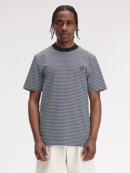 Fred Perry Fine Striped Blue and White T-shirt